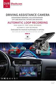 Cámara para Coche DVR con Asistente de Conducción ADAS, Visión Nocturna Superior, Lente Única de Gran Angular de 120 Grados, FHD de 720P, la Más Rentable, Control por Aplicación - Product Image 3
