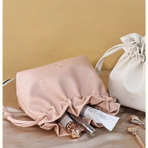 Borsa da viaggio con Logo personalizzato per donna portatile con coulisse rosa <span class=keywords><strong>piccola</strong></span> custodia impermeabile per trucco cosmetico in pelle sintetica - Product Image 1