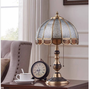 Lampada da Tavolo di Lusso Europea in Rame, Paralume in Vetro Ottone Anticato, Lampada da Scrivania Vintage <span class=keywords><strong>per</strong></span> Casa, Camera da Letto, Comodino, Lampada da Lettura - Product Image 5