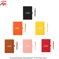 Ensemble Cadeau d'Affaires Personnalisé avec Logo : Carnet A6 à Couverture PU, Reliure Cousue, Kit Stylo et 100 Pages Intérieures Multicolores