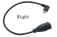 Cable adaptador de datos y carga USB-B OTG con conector en ángulo recto Micro USB B a USB 2.0 A hembra a macho, con ángulo izquierdo, arriba, abajo