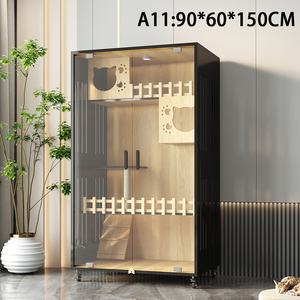 Katı ahşap düğme kapatma çevre dostu kedi kabine özel Modern küçük hayvan evi Pet kafesleri kapalı kedi mobilya - Product Image 2