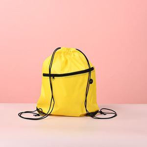 Sacs à dos à cordon avec poche zippée en polyester 210D 420D personnalisés avec logo recyclable réutilisable pour la promotion, le sport, la randonnée - Product Image 3