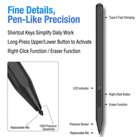 Stylet HK-HHT pour Microsoft Surface, compatible avec Surface Pro Go Laptop Book, stylo d'écriture manuscrite anti-touche accidentelle