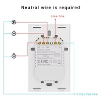 Ventilateur de plafond intelligent Tuya WiFi + 2 interrupteurs d'éclairage, norme américaine, 3 gangues, panneau tactile en verre, compatible avec Alexa Google Home