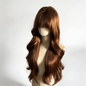 Pelucas Hechas a Máquina, <span class=keywords><strong>Peluca</strong></span> Larga Ondulada Marrón Cálido para Mujer, con Ondas Grandes, Cabello Artificial, Estilo de Cabeza Completa - Product Image 3