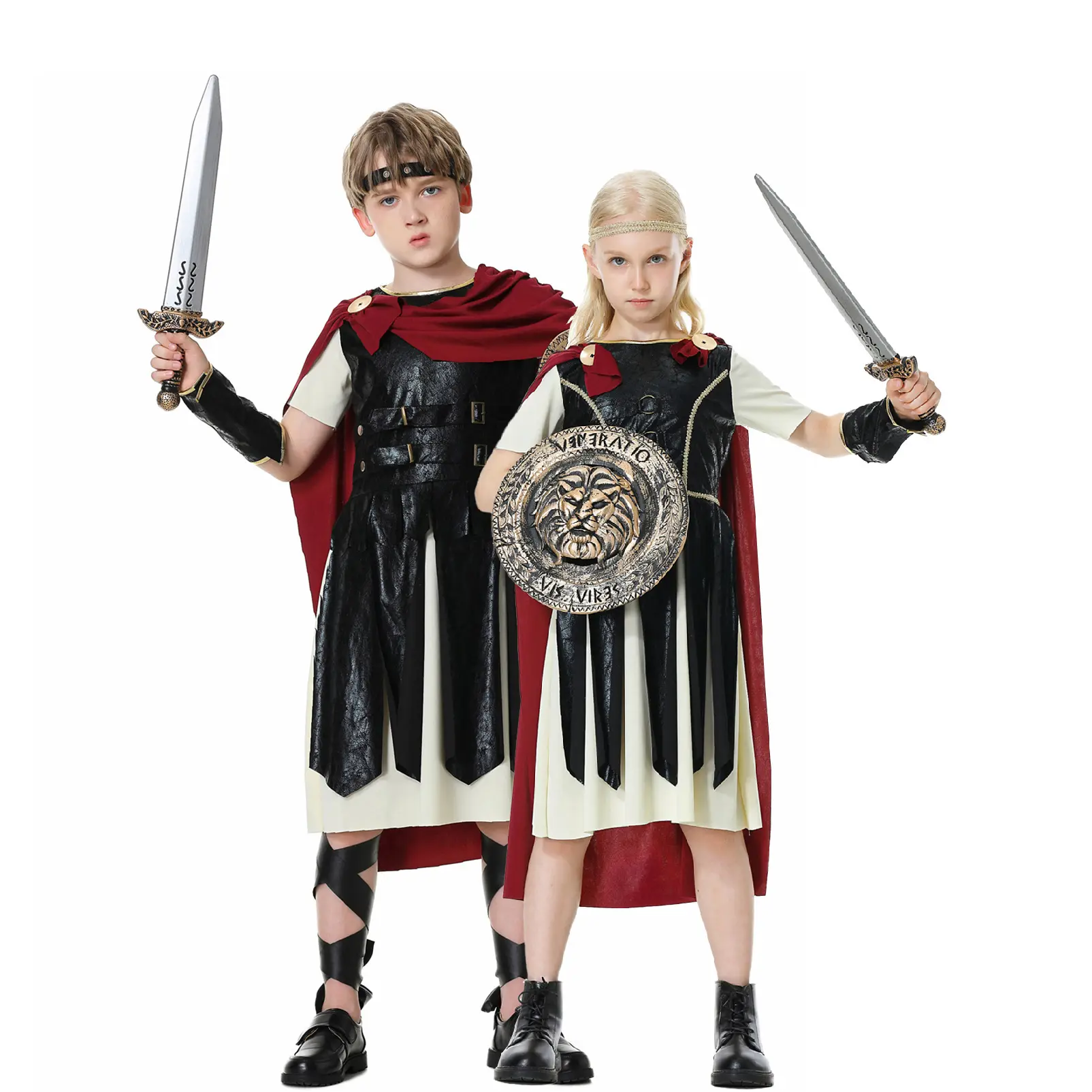 S-xl Children Play Ancient Roman Boy Halloween Spartan Costume