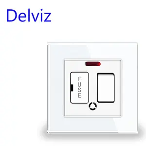 Delviz Glass No Logo Panel, Factory Supplier Socket Electric, Fuse Unit with Indicator, Double pole 13A Wall Fuse Spurs Switch
