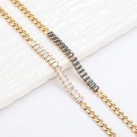 Acero 316L con Revestimiento PVD de Oro de 18K, Resistente al Agua y al Deslustre | Collar Cubano Unisex con Circonitas Cuadradas, Joyería Resistente para la Playa
