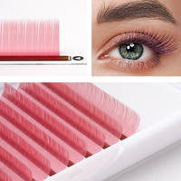 Plateaux d'extensions de cils classiques en soie, pbt coréen personnalisé, couleur 0.10 0.15 0.20 C D curl mat noir rose bleu violet marron