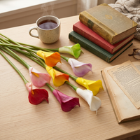 Bunga Calla Lily PU Besar Grosir, Bunga Tiruan Sentuhan Asli Tangkai Panjang untuk Dekorasi Pernikahan, Hotel, Rumah, dan Meja