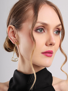 ต่างหูทรงเกลียวแบบห้อย ดีไซน์ลวดทองรูปทรงเรขาคณิต ต่างหูแบบเกลียวโค้ง ต่างหูแฟชั่นศิลปะสมัยใหม่ - Product Image 3