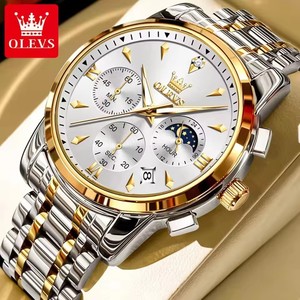   Relojes de Cuarzo 3639 para Hombre, Manecillas Luminosas, Nuevo Diseño de Moda, Tres Esferas, Correa de Acero Inoxidable, Resistente al Agua 3ATM, Relojes para Hombre - Product Image 3
