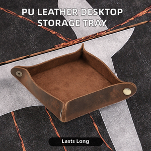 Bandeja de Almacenamiento Moderna Cuadrada de Cuero PU Ecológico, Organizador Multifuncional de Escritorio para Monedas, Llaves, Joyas, Lápiz Labial para Sala de Estar - Product Image 2