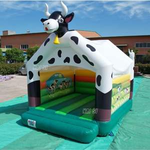 Château <span class=keywords><strong>gonflable</strong></span> à thème <span class=keywords><strong>vache</strong></span> laitière avec toit, en PVC durable, pour fêtes de jardin, avec souffleur, à louer - Product Image 2