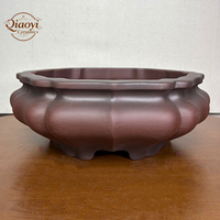 Pot à Bonsaï Classique en Argile Violette de Yixing, Écologique, pour Extérieur/Intérieur, Capacité 1L, Rectangulaire Irrégulier, Jardinières Rustiques pour Maison et Jardin