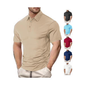 Camiseta de Manga Corta para Hombre, Estilo Europeo y Americano, Camiseta Polo de Algodón Perlado con Cuello Holgado, Informal y a la Moda para Verano - Product Image 1