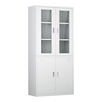 Meuble de rangement en acier inoxydable anti-poussière sur mesure pour bureau, classement de documents, présentoir de bons de commande, bibliothèque avec porte coulissante en verre