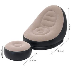 <b>Inflatable</b> <b>Sofa</b> Chair with Footrest and Recliner Flocking Material Foldable Design for Outdoor Use - Product Image 4