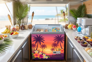 Congélateur <span class=keywords><strong>coffre</strong></span> à glaces avec autocollant personnalisé, dessus coulissant, grande capacité, mini-réfrigérateur horizontal fiable pour desserts surgelés - Product Image 6
