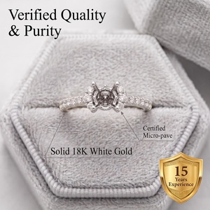 Bague de fiançailles sur mesure en or blanc 18 carats à six griffes, semi-monture pavée, avec diamant certifié IGI et grappe de trois pierres sur l'épaule, pour mariage et fête - Product Image 3