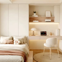 Lit en bois moderne avec fonction de rangement, ensemble de meubles de chambre à coucher, style minimaliste, lit double, mobilier de chambre à coucher