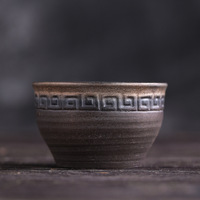 Tasse à thé Kung Fu en céramique artisanale de style japonais vintage, luxe léger, rétro, en poterie rustique, 80 ml, compatible lave-vaisselle, sans danger pour les aliments