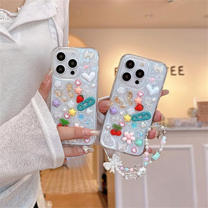 Pin creativo mantequilla mosca gota pegamento funda de teléfono para iPhone 16Pro Max 15 14Pro amor estrella cereza funda protectora transparente 13 - Product Image 1