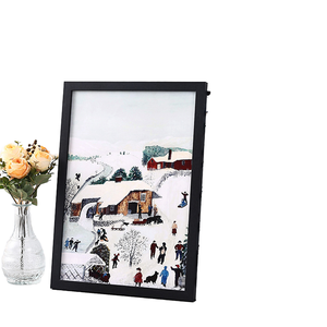 Cadre photo rectangulaire en bois massif fait main, multi-tailles, double usage (mur ou table), ornement décoratif pour la maison, support pour tableaux - Product Image 2