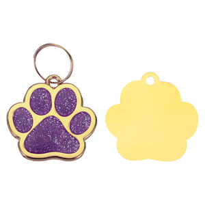 Cute and Fashionable Rectangular Dog <b>Tag</b> Footprint Glitter Zinc Alloy Pet Supplies Dog Anti-lost Custom Engraving Pet Collar <b>Tag</b> - Product Image 1