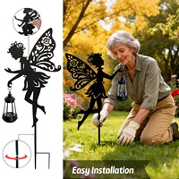 Lampes solaires de jardin féeriques pour l'extérieur, lot de 2 lanternes suspendues, piquets lumineux LED à lumière chaude, étanches, en fer thermolaqué, installation facile