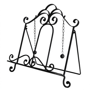 Stylish Vintage Wrought Iron Metal Cook <b>Book</b> <b>Stand</b> <b>Holder</b> Racks Black Color Customizable for Home Office Living Room Decoration - Product Image 1