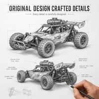Voiture télécommandée tout-terrain 2WD avec pulvérisation d'eau, carrosserie métallique et phares LED