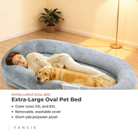 Lit pour chien ovale géant d'hiver en gros, surdimensionné, en peluche, avec rebord surélevé et poches amovibles lavables pour chiens extra-larges, usage intérieur, OEM ODM