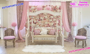 Boda India Sangeet Stage Peacock Swing/Jhula Royal Wedding Mehndi Stage Peacock Swing Gujarati Theme Wedding Swing Jhula USA - Product Image 5