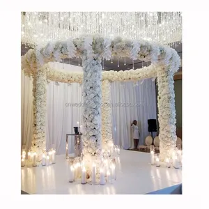 Fiori di seta artificiale mandap rosa bianca baldacchino rotondo arco di nozze sfondo per decorazioni di scena di nozze