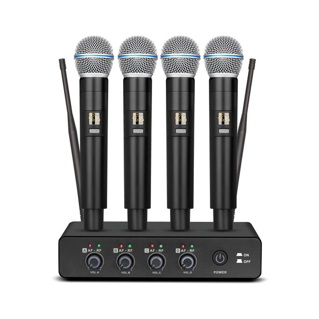 Wireless Microphone UHF One-to-Four Home Outdoor Karaoke Stage Performance Conference Dynamic Coil Independent Volume Control