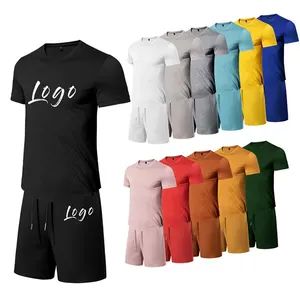 2022 atacado Personalizado New Arrival Algodão Sportswear Jogging Ginásio Treino E Curta 2 Pedaço Calções Terno de Trilha Dos Homens T Shirt Set