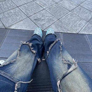 Blue team custom a vita alta ampia a forma dritta lavata vintage <span class=keywords><strong>boyfriend</strong></span> feel angosciata patchwork di moda nuovo stile <span class=keywords><strong>jeans</strong></span> da <span class=keywords><strong>donna</strong></span> - Product Image 5