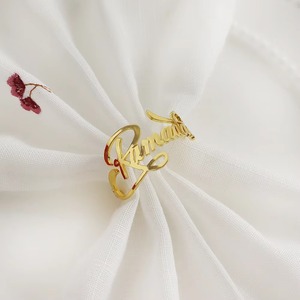 Anillos de Servilleta de Metal Duraderos y Ecológicos de Lujo, Letras de Hierro, Diseños de Mariposas y Flores, Decoraciones de Escritorio para Bodas y Fiestas - Product Image 3