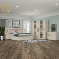 Meubles de chambre à coucher de luxe de style turc Vente en gros Double cadre en bois Ensemble de lit King Size Rangement pour la maison Chambre principale