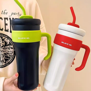 High Appearance Girls' Simple Water <b>Cup</b> Straw Insulated <b>Cup</b> Large Capacity 316 Food Grade Stainless Steel <b>Ice</b> Cream <b>Cup</b> - Product Image 1