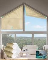 Persianas Trapezoidales Personalizadas Tipo Panal de Abeja, Cortinas Celulares Motorizadas Translúcidas para Ventanas con Formas Especiales