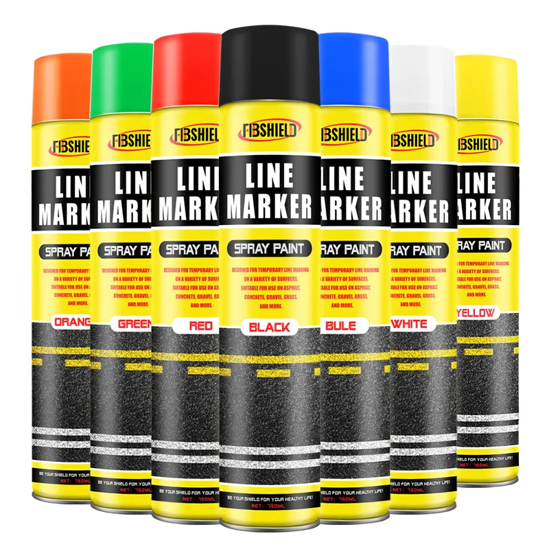 FIBSHIELD China factory sale Quick-drying Line Marking Paint acrylic resin Yellow/White/Grey Aerosols Spray paint 840ML