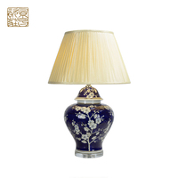 Lampes de bureau en céramique style antique vintage E27, décoration fleurs et oiseaux, lumière en porcelaine pour table de chevet, ampoule incandescente, hôtel