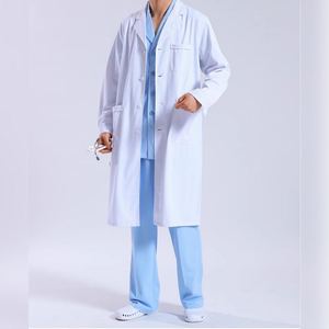 Uniformes Médicos de Manga Larga para Hospitales, de Polialgodón Resistente, Bata de Laboratorio Duradera, Bata Médica Blanca Unisex - Product Image 4