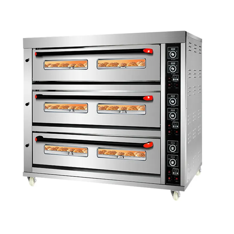 Commerciële 3 Dek 9 Trays Restaurant Keuken Apparatuur Bakkerij Machines Elektrische Pizza Bakkerij Oven-Kopen Commerciële Pizza Oven,3