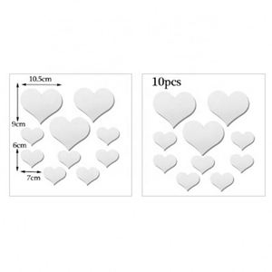 Lot de 10 autocollants muraux durables en forme de cœur, décalcomanies 3D pour miroir, décorations murales DIY amovibles pour la maison - Product Image 6