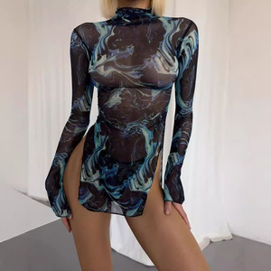 Robe en maille fendue sur le côté avec <span class=keywords><strong>string</strong></span> - Product Image 1
