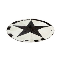 Tapis rond fait main en cuir de vache noir et blanc, véritable fourrure sur cuir véritable, tapis circulaire en peau de vache pour la maison